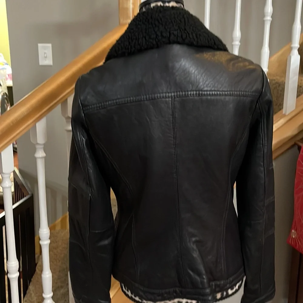 Michael Kors 100 % Leather Biker Jacket Size Medium. 19” p to p